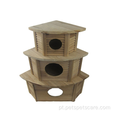 Gaiolas de madeira para pássaros em 3 andares